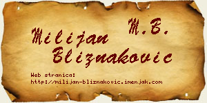 Milijan Bliznaković vizit kartica